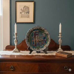 Fenton 1971 Carnival Glass Plate Stephen Daye Colonial Printer No 2 Series